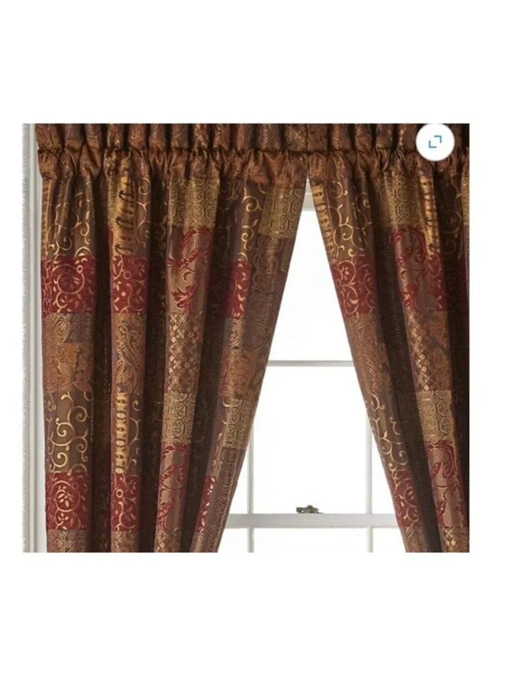 New - Elegant and Regal Croscill Galleria Red/Gold/Brown 2 Panels/curtain/drapes